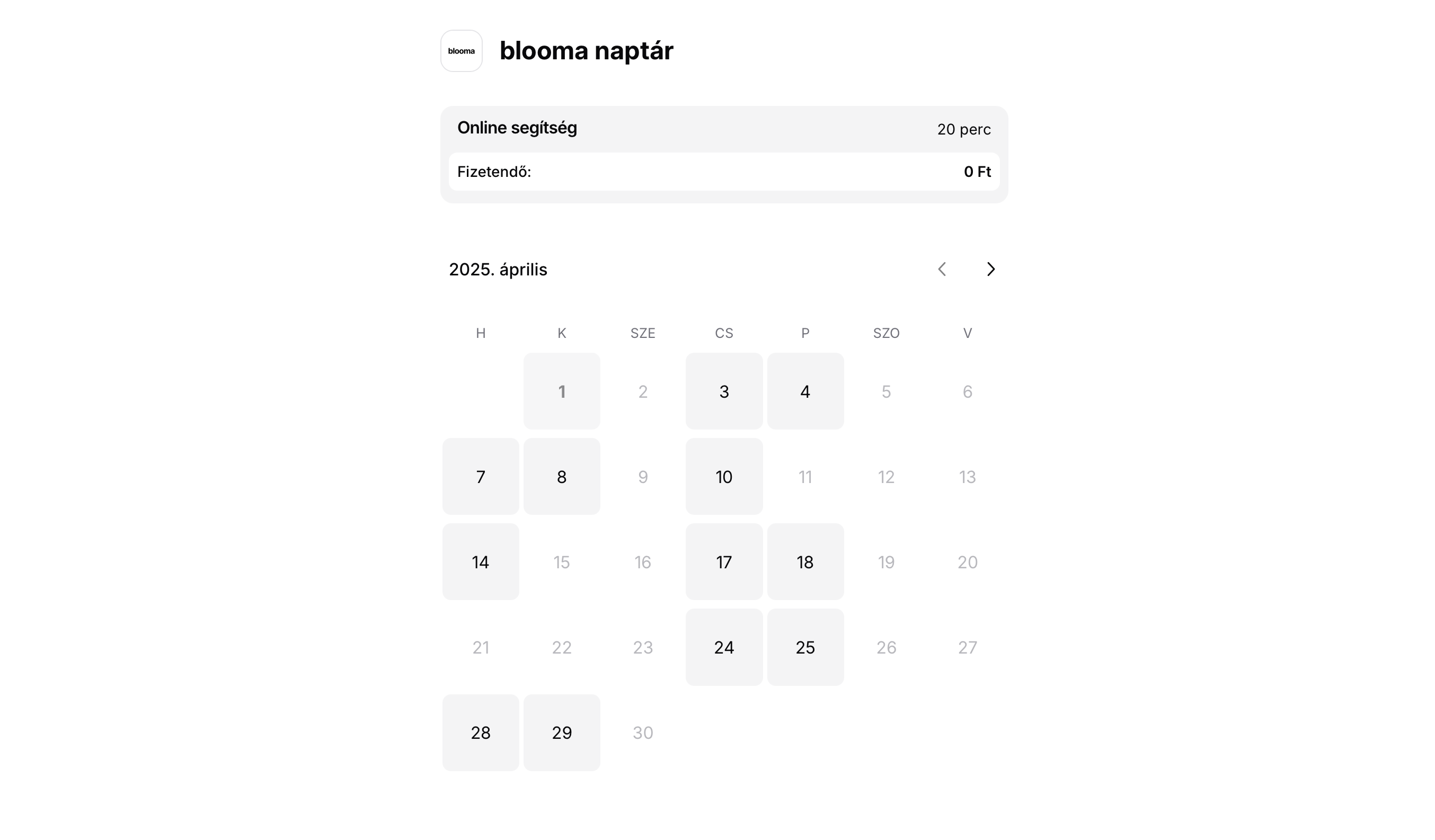 Naptár példa